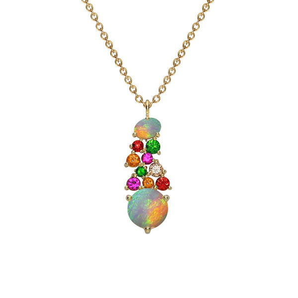 London Road - Multi Gem & Opal Drop Necklace - Tustains Jewellers
