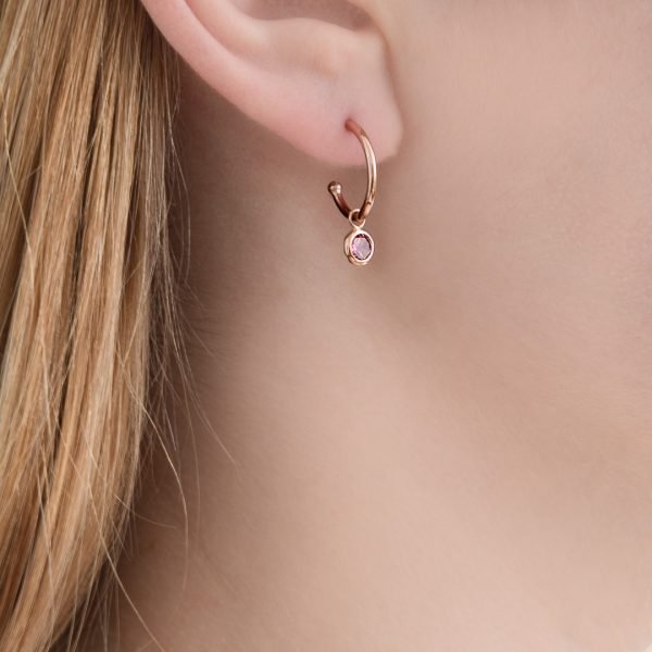 London Road - Pink Tourmaline Dew Drop Hoops - Tustains Jewellers