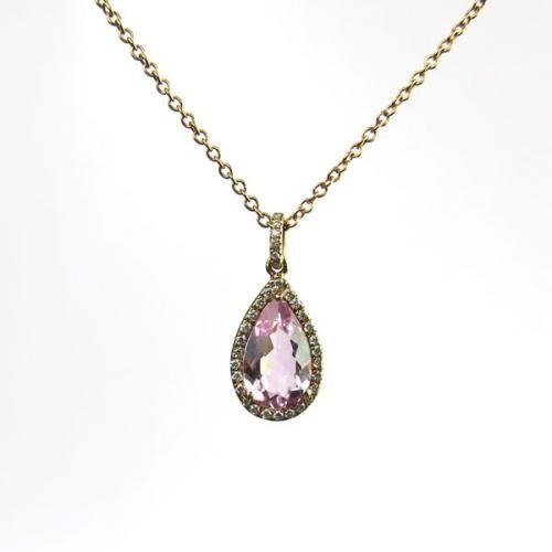 Morganite and Diamond Pendant - Tustains Jewellers
