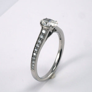 Oval Solitaire with Diamond shoulders - 0.77ct - Tustains Jewellers