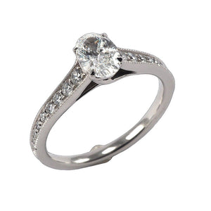 Oval Solitaire with Diamond shoulders - 0.77ct - Tustains Jewellers