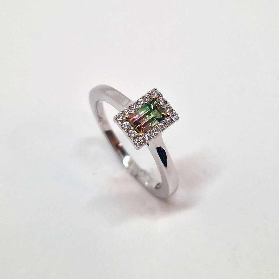 Platinum Watermelon Tourmaline Cluster Ring - Tustains Jewellers