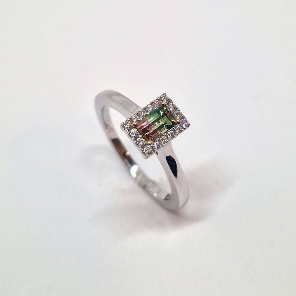 Platinum Watermelon Tourmaline Cluster Ring - Tustains Jewellers