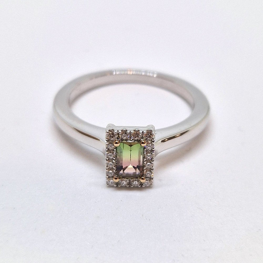 Platinum Watermelon Tourmaline Cluster Ring - Tustains Jewellers