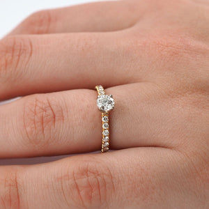 Round Solitaire with Diamond shoulders - 0.65ct - Tustains Jewellers