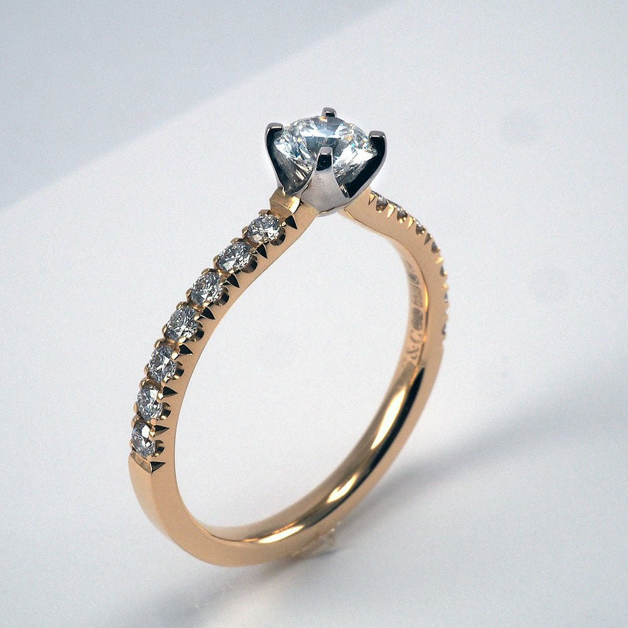 Round Solitaire with Diamond shoulders - 0.65ct - Tustains Jewellers