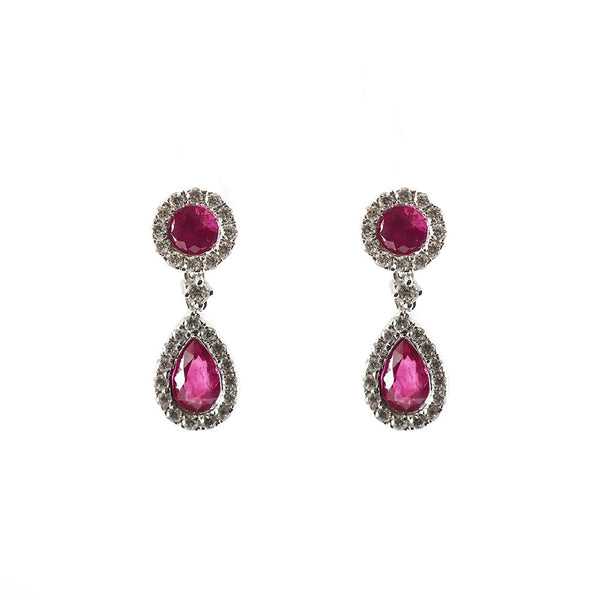Ruby and Diamond Drop Earrings - Tustains Jewellers