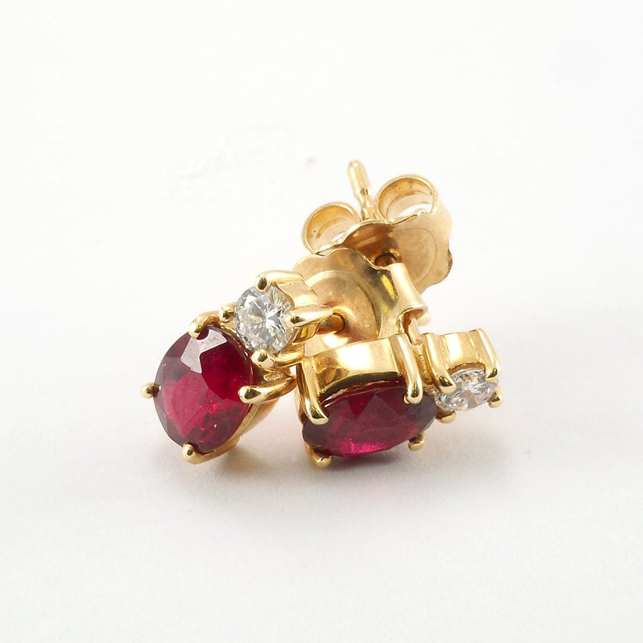 Ruby and Diamond Stud Earrings - Tustains Jewellers