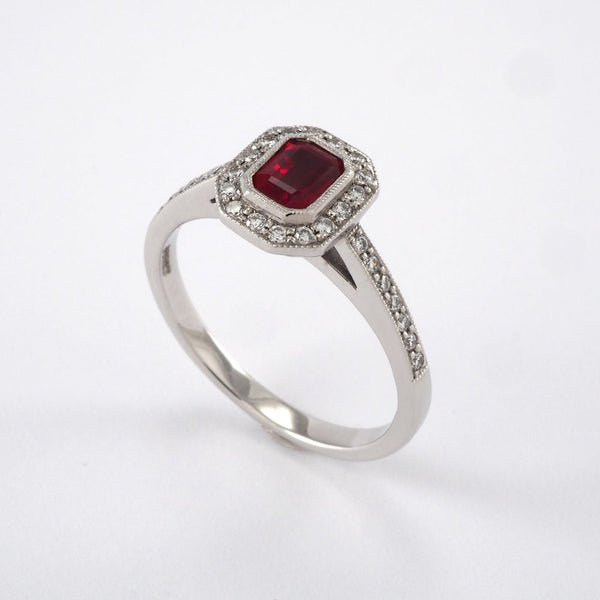 Ruby Cluster with Diamond Shoulders - Tustains Jewellers