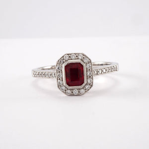 Ruby Cluster with Diamond Shoulders - Tustains Jewellers