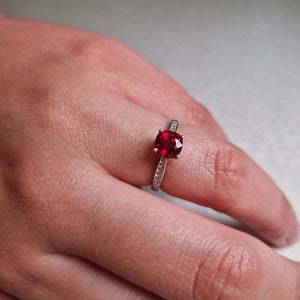 Ruby Solitaire with Diamond Shoulders - Tustains Jewellers