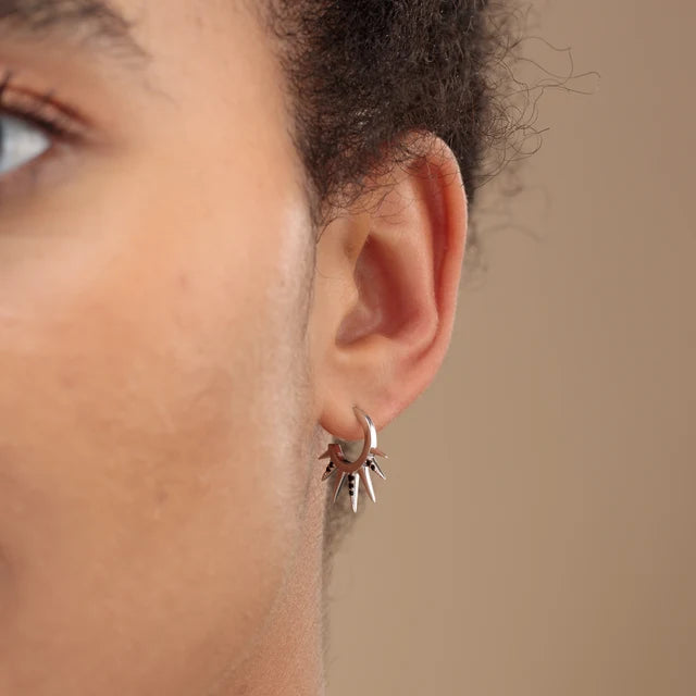 Scream Pretty Black Sun Spike Hoop Stud Earrings