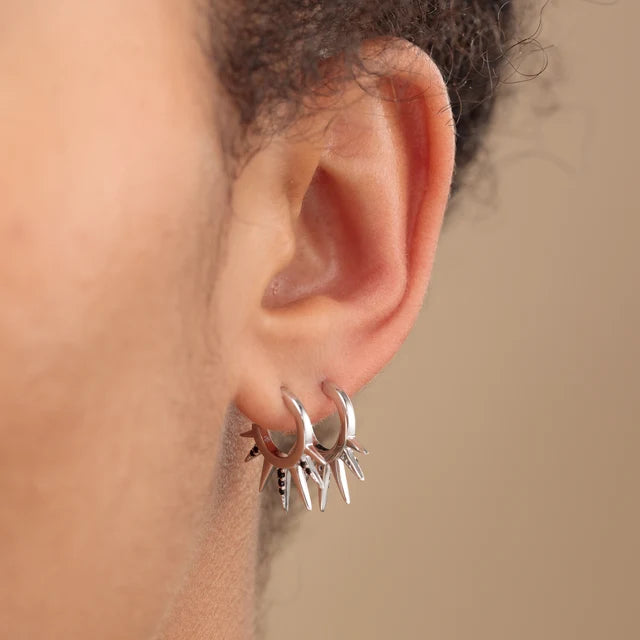 Scream Pretty Black Sun Spike Hoop Stud Earrings