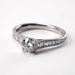 Solitaire with Baguette Shoulders - 0.90ct - Tustains Jewellers