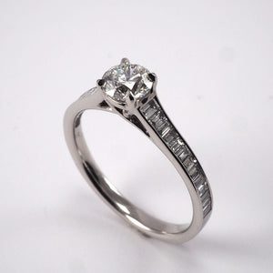 Solitaire with Baguette Shoulders - 0.90ct - Tustains Jewellers