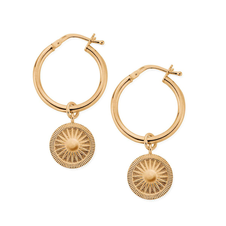 Gold Sun Catcher Charm Hoops