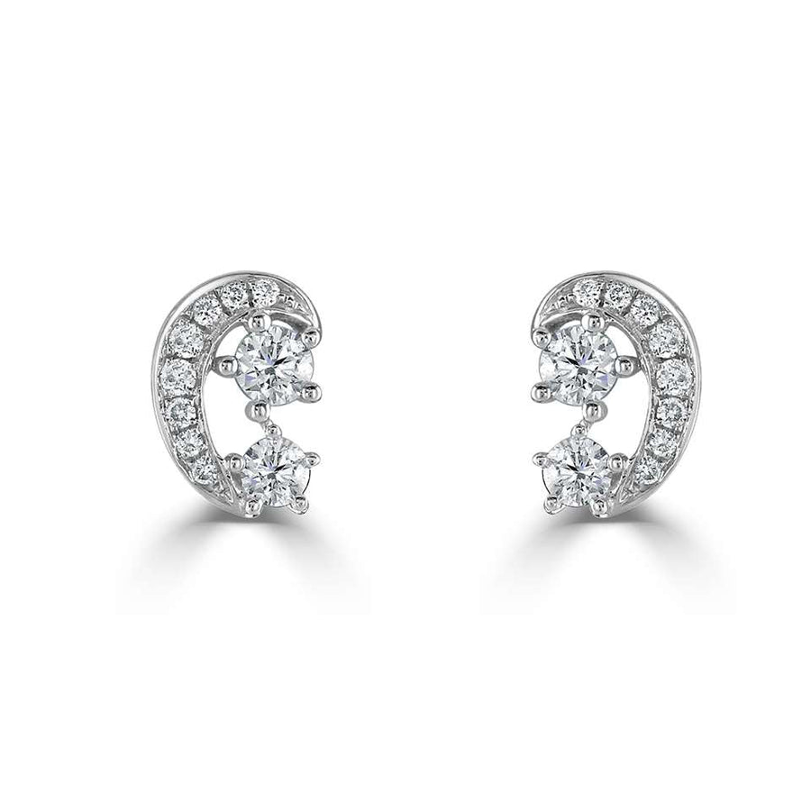 Swirl Diamond Stud Earrings - Tustains Jewellers