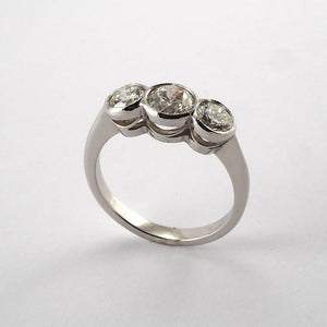 Vintage 3 Stone Collet Set Diamond Ring - Tustains Jewellers