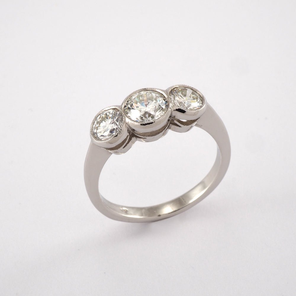 Vintage 3 Stone Collet Set Diamond Ring - Tustains Jewellers