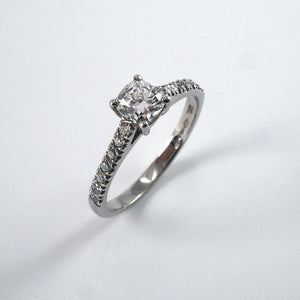 Cushion Solitaire with Diamond shoulders - 0.67ct