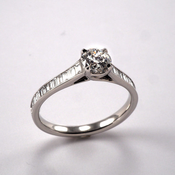 Solitaire with Baguette Shoulders - 0.90ct