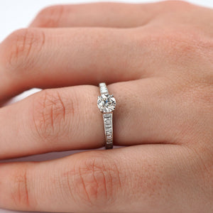 Solitaire with Baguette Shoulders - 0.90ct