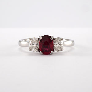 3 Stone Ruby & Diamond Ring