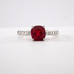 Ruby Solitaire with Diamond Shoulders