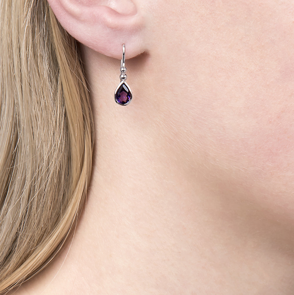 London Road - Amethyst Bead Drop Earrings