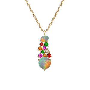 London Road - Multi Gem & Opal Drop Necklace