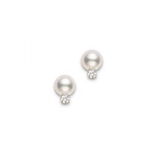 Mikimoto  Pearl & Diamond Stud Earrings