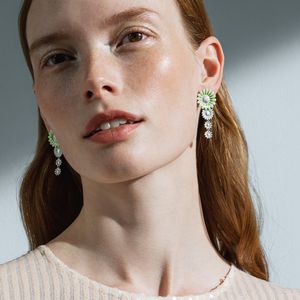 Georg Jensen - Daisy White & Green Drop Earrings