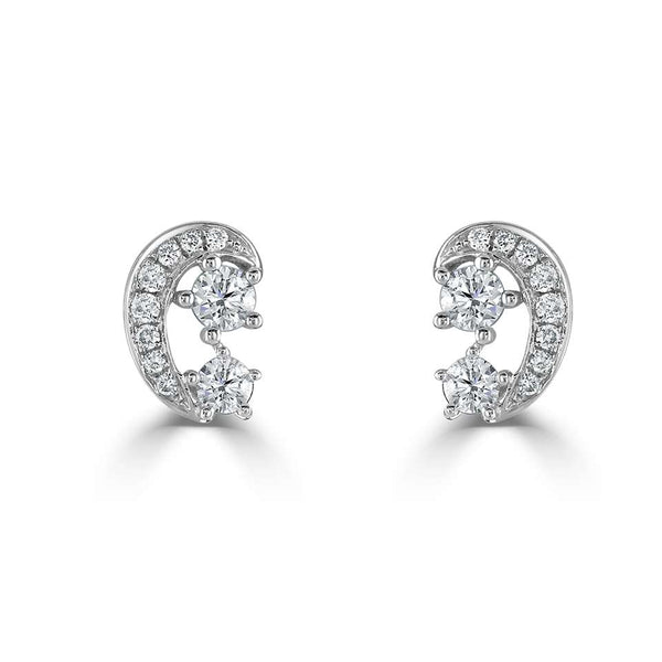 Swirl Diamond Stud Earrings